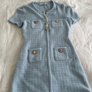 Self-Portrait Jewel-Embellished Knitted Mini Dress